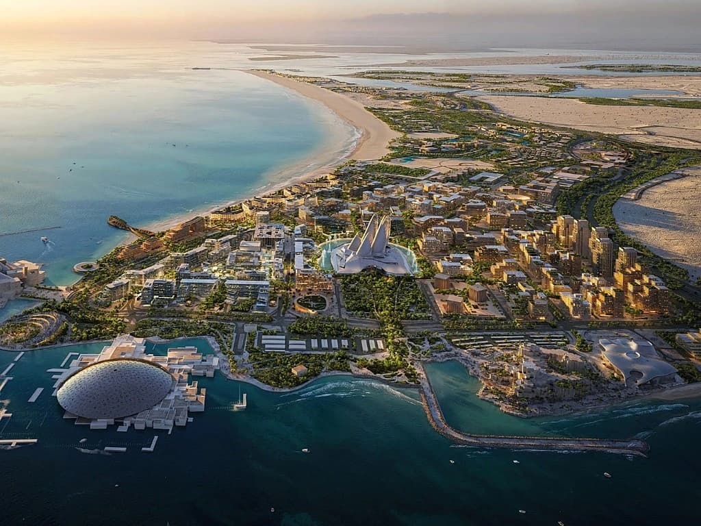 Saadiyat Cultural District aerial view near Marsa Al Saadiyat, Abu Dhabi