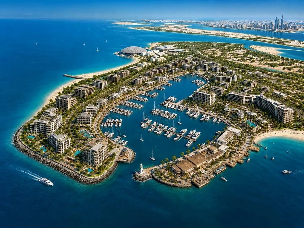 Marsa Al Saadiyat marina aerial on Saadiyat Island, Abu Dhabi