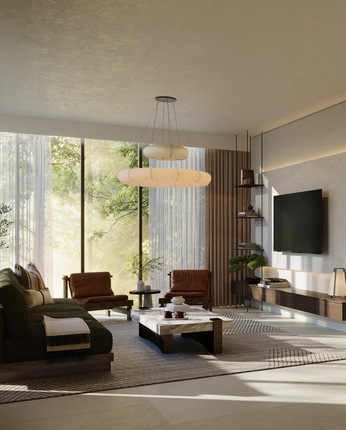 Sei Saadiyat 2 by Aldar living room interior with Kanso finishes and natural light in Saadiyat Cultural District, Saadiyat Island, Abu Dhabi