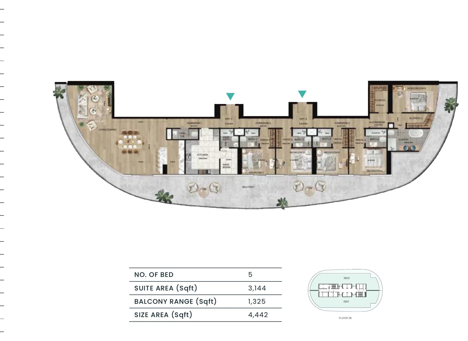 5 bedroom penthouse floor plan