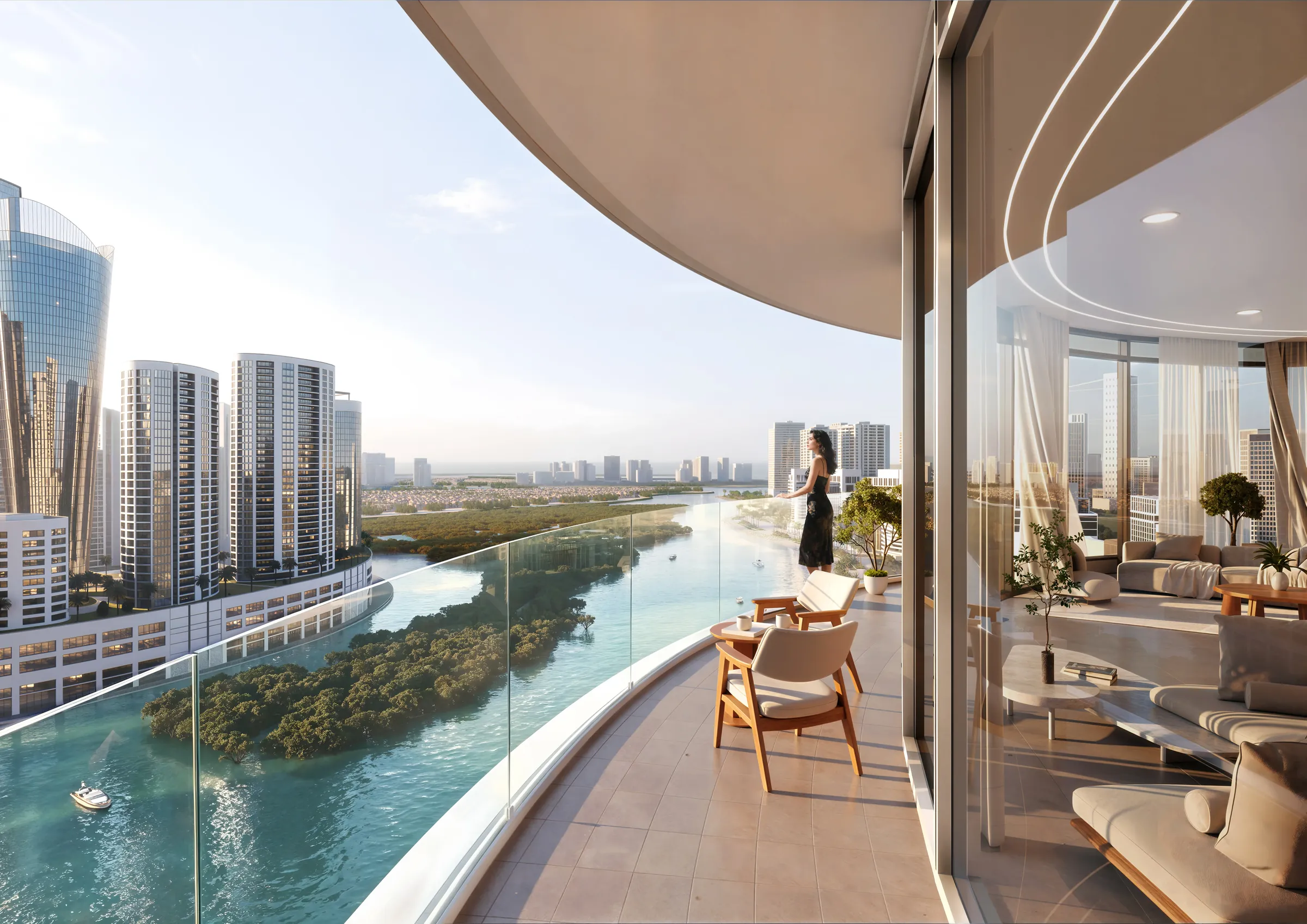 Balcony living room with a mangrove view
