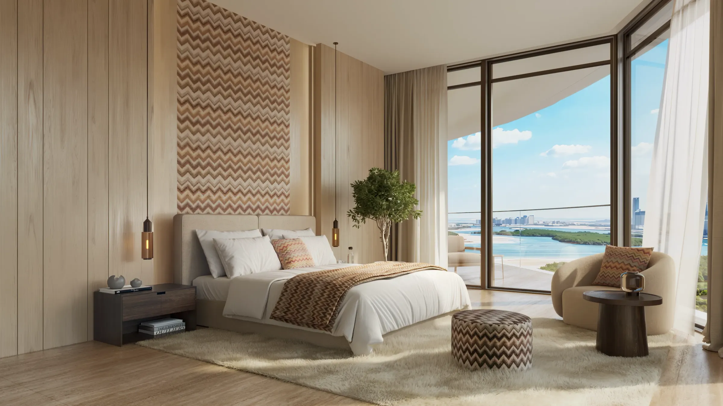Bedroom with a sea view