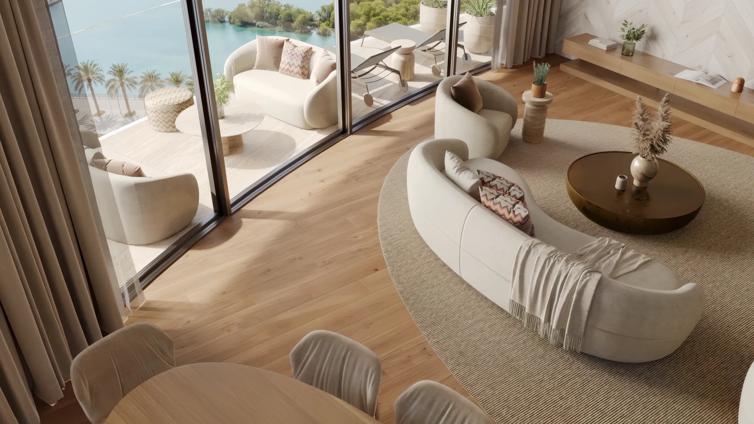 Living room opening to a terrace