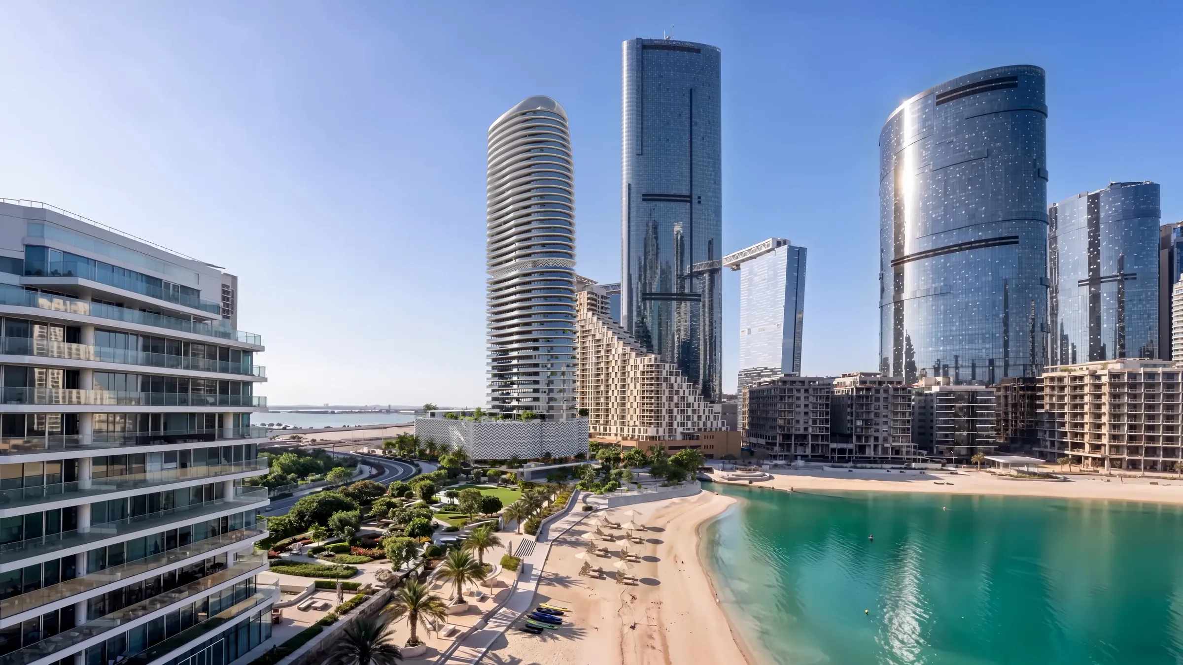 Al Reem Island beach and skyline