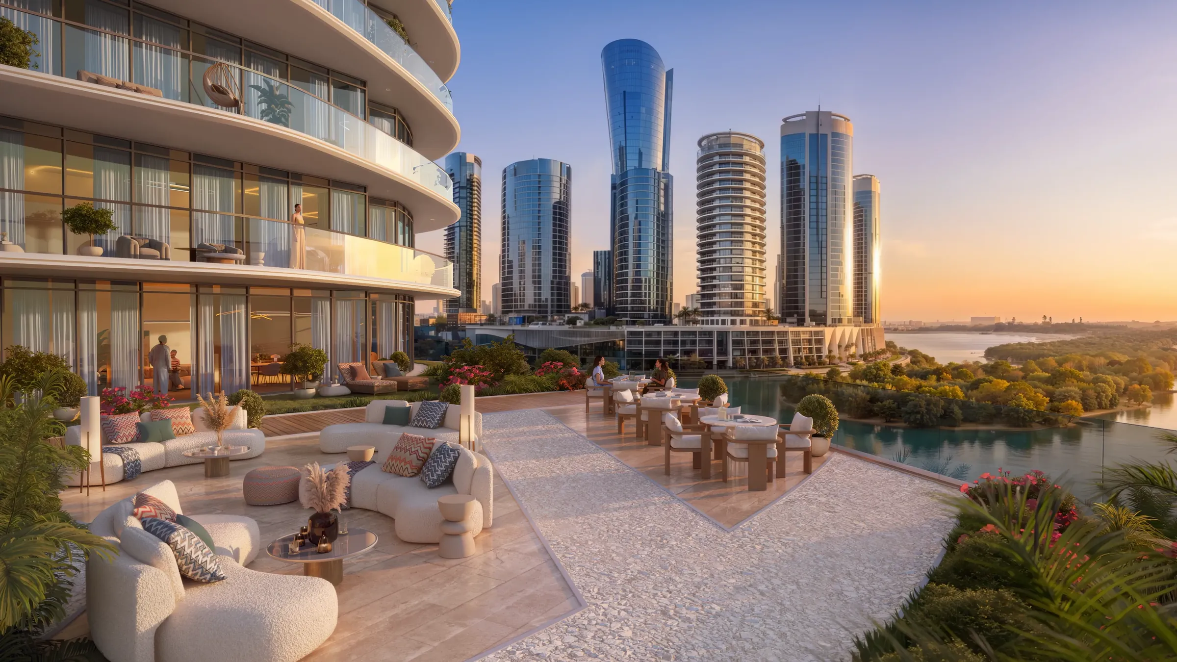 Terrace lounge at sunset